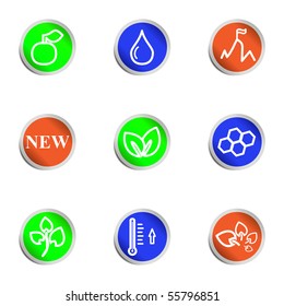 Set of 9 glossy web icons (set 19). Color circle.