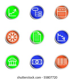 Set of 9 glossy web icons (set 29). Color circle.