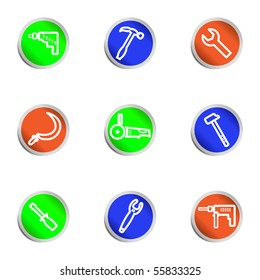 Set of 9 glossy web icons (set 31). Color circle.
