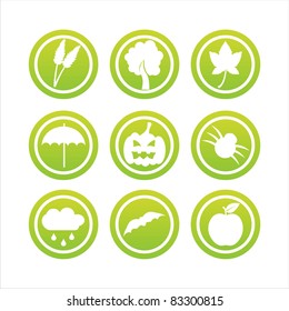 set of 9 green autumn signs