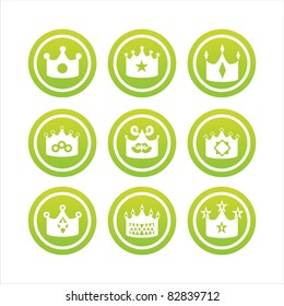 set of 9 green crown signs