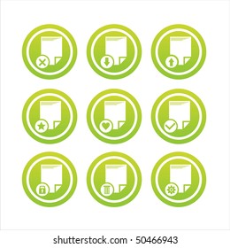 set of 9 green document signs
