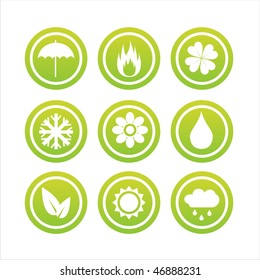 set of 9 green nature signs