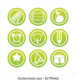 set of 9 green school signs