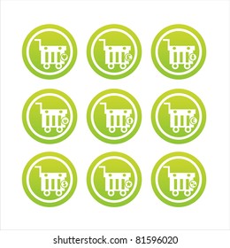 set of 9 green shopping baskets signs