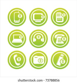 set of 9 green technology with bins signs