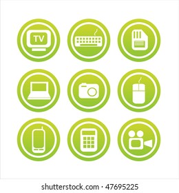 set of 9 green technology signs