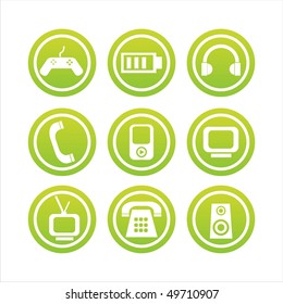set of 9 green technology signs