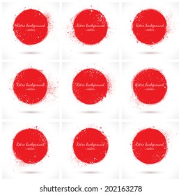 Set of 9 grunge abstract vector retro backgrounds. Vintage background. Bright background. Red vector shape. Design elements. Abstract vector retro grunge shapes. Business background