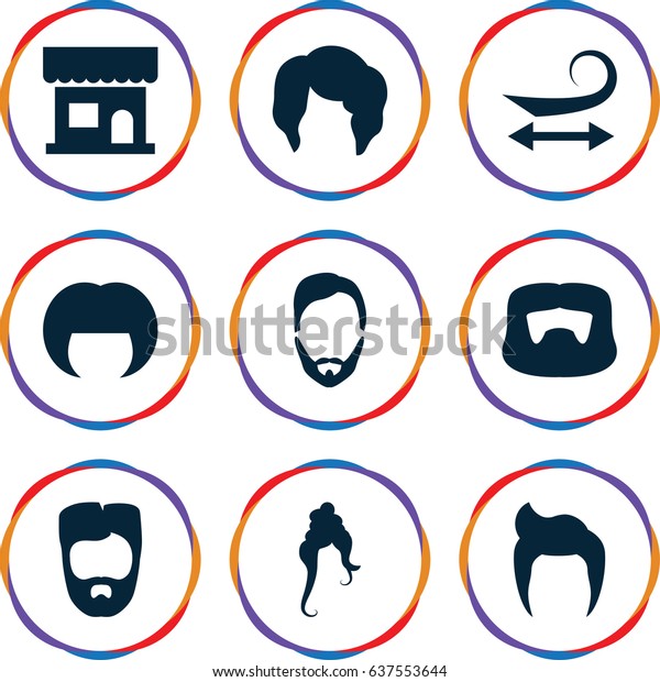 Set 9 Haircut Filled Icons Such Stock Vektorgrafik