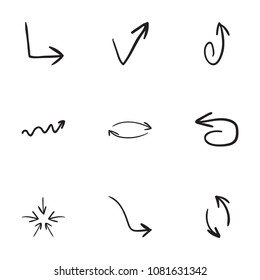Set of 9 hand drawn arrow icons vector illustration on white background