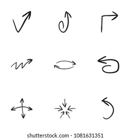 Set of 9 hand drawn arrow icons vector illustration on white background