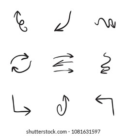 Set of 9 hand drawn arrow icons vector illustration on white background