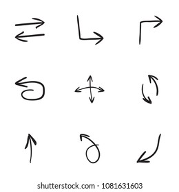 Set of 9 hand drawn arrow icons vector illustration on white background
