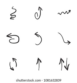 Set of 9 hand drawn arrow icons vector illustration on white background