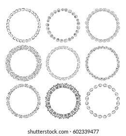 Set of 9 hand drawn boho style frames