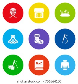 Set Of 9 Handcraft Icons Set.Collection Of Pincushion, Hosiery, Store And Other Elements.
