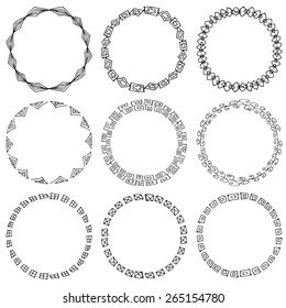 Set of 9 hand-draw vector victory laurel wreaths for stationary. Frames. Easy to change colors.
