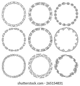 Set of 9 hand-draw vector victory laurel wreaths for stationary. Frames. Easy to change colors.