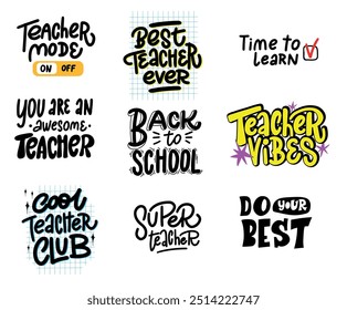 Un conjunto de 9 frases motivacionales escritas a mano perfectas para los profesores. Estos diseños son versátiles y se pueden utilizar en camisetas, tazas, carteles y más. 