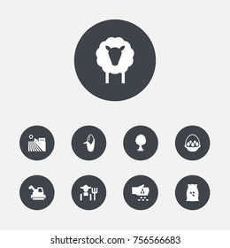 Set Of 9 Harvest Icons Set.Collection Of Seed, Sack, Container And Other Elements.