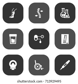 Set Of 9 Healthy Icons Set.Collection Of Spine, Tomography, Pregnancy And Other Elements.