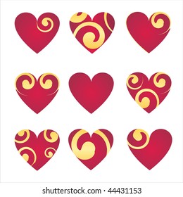 set of 9 hearts icons