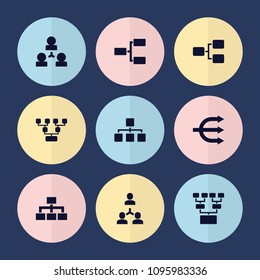 Set of 9 hierarchy filled icons such as family structure