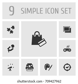 Set Of 9 Hobbie Icons Set.Collection Of Target, Collecting, Joystick And Other Elements.