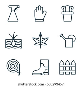 Set Of 9 Holticulture Icons. Includes Growing Plant, Desert Plant, Autumn Plant And Other Symbols. Beautiful Design Elements.