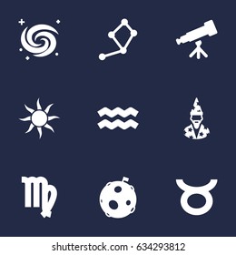 Set Of 9 Horoscope Icons Set.Collection Of Horoscope, Virgin, Water Bearer And Other Elements.