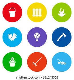 Set Of 9 Horticulture Icons Set.Collection Of Garden, Flowerpot, Fence And Other Elements.