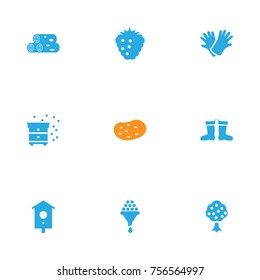 Set Of 9 Horticulture Icons Set.Collection Of Tuber, Garden, Filter And Other Elements.