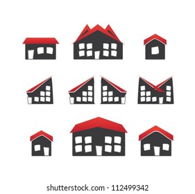 Set of 9 house icon