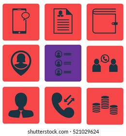 Set Of 9 Hr Icons. Can Be Used For Web, Mobile, UI And Infographic Design. Includes Elements Such As Resume, Application, Money And More.