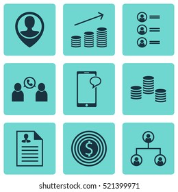 Set Of 9 Hr Icons. Can Be Used For Web, Mobile, UI And Infographic Design. Includes Elements Such As User, Mobile, Male And More.