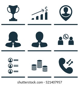 Set Of 9 Hr Icons. Can Be Used For Web, Mobile, UI And Infographic Design. Includes Elements Such As Applicants, Growth, Stacked And More.