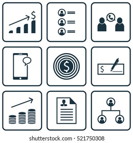 Set Of 9 Hr Icons. Can Be Used For Web, Mobile, UI And Infographic Design. Includes Elements Such As Career, Structure, Goal And More.