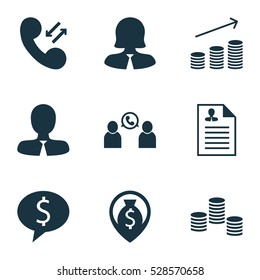 Set Of 9 Hr Icons. Can Be Used For Web, Mobile, UI And Infographic Design. Includes Elements Such As Manager, Curriculum Vitae, Money Navigation And More.