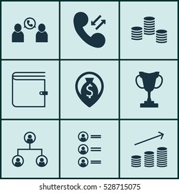 Set Of 9 Hr Icons. Can Be Used For Web, Mobile, UI And Infographic Design. Includes Elements Such As Tree Structure, Money, Job Applicants And More.