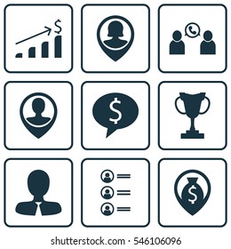 Set Of 9 Hr Icons. Includes Job Applicants, Tournament, Manager And Other Symbols. Beautiful Design Elements.