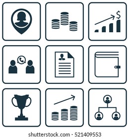 Set Of 9 Human Resources Icons. Can Be Used For Web, Mobile, UI And Infographic Design. Includes Elements Such As Conference, Male, Wallet And More.