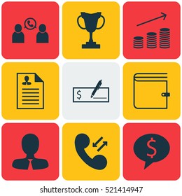 Set Of 9 Human Resources Icons. Can Be Used For Web, Mobile, UI And Infographic Design. Includes Elements Such As Increase, Check, Career And More.