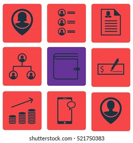 Set Of 9 Human Resources Icons. Can Be Used For Web, Mobile, UI And Infographic Design. Includes Elements Such As Chat, Structure, Purse And More.