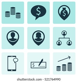Set Of 9 Human Resources Icons. Can Be Used For Web, Mobile, UI And Infographic Design. Includes Elements Such As Structure, Discussion, Check And More.