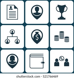 Set Of 9 Human Resources Icons. Can Be Used For Web, Mobile, UI And Infographic Design. Includes Elements Such As Conference, Map, Phone And More.