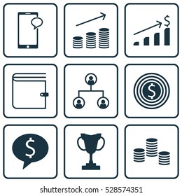 Set Of 9 Human Resources Icons. Can Be Used For Web, Mobile, UI And Infographic Design. Includes Elements Such As Business Goal, Business Deal, Tournament And More.