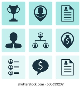 Set Of 9 Human Resources Icons. Can Be Used For Web, Mobile, UI And Infographic Design. Includes Elements Such As Curriculum Vitae, Money Navigation, Tree Structure And More. Set Of 9 Human Resources Icons. Can Be Used For Web, Mobile, UI And Infographic Design. Includes Elements Such As Curriculum Vitae, Money Navigation, Tree Structure And More.