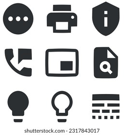 Set of 9 icons Actions. Creative business solutions icon set. Simple Set. Linear icons set. Thin filled icons pack. UX UI