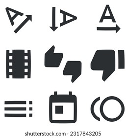 Set of 9 icons Actions. Creative business solutions icon set. Outline isolated signs. Linear symbols set. Big UI icon set in a flat design. UX UI